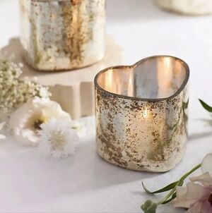 Terrain Antiqued Glass Heart Votive Holder, NEW